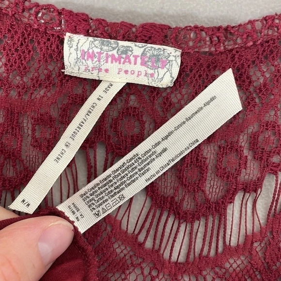 Intimately Free People Lace Midi Dress Sheath Sleeveless Maroon Red Size Medium - Picture 12 of 16